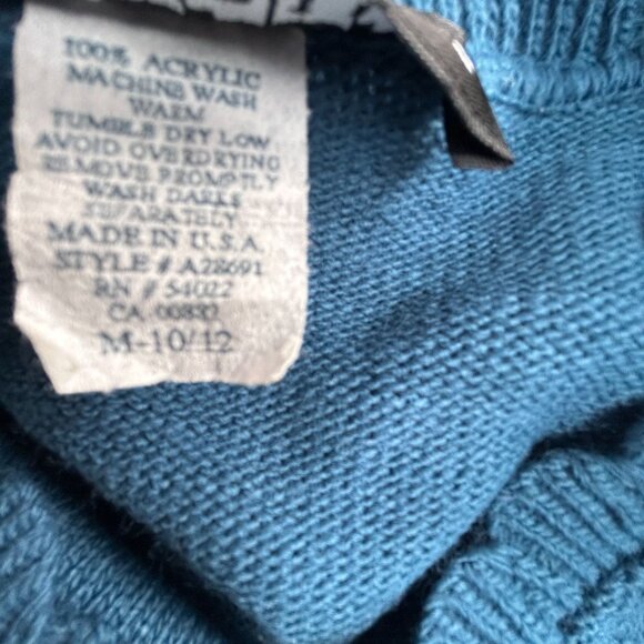 S.G. Sport Collection Women V-Neck Sweater Medium 10/12 Blue Diamond Floral Knit - Picture 4 of 9